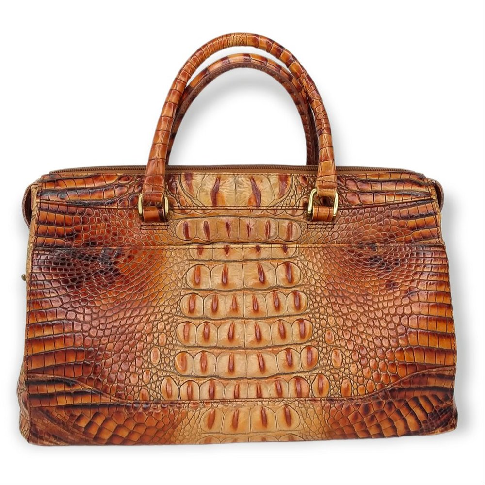 Vtg Brahmin Toasted Melbourne Stacy Crossbody Bag Croc Embossed Leather Brass - Picture 9 of 16